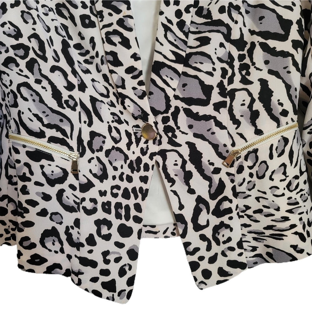 Cache Blazer Womens Size 2 Animal Print One Button Long Sleeve - Picture 3 of 6